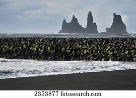 Basalt Stacks Of Reynisdrangar; Vik, Vestur-Skaftafellssysla, Iceland