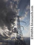 hydro, torres, e, transmissão, line;, milton, ontário, canadá