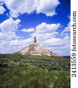 Chimney rock, a Nebraska landmark; Scottsbluff, Nebraska, United States of America