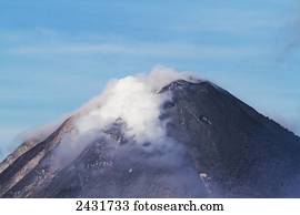 Mount Sinabung stratovolcano, shortly after the 2013 eruption, North Sumatra, Indonesia