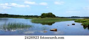 um, paisagem, refletido dentro, tranqüilo, água