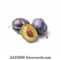 Plums on a white background