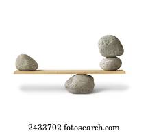 Rocks balancing on a seesaw