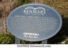 Sign about the heritage town of Kenmare; Kenmare, County Kerry, Ireland