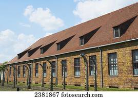 Cell block in Auschwitz Birkenau concentration camp; Osweciem, Poland