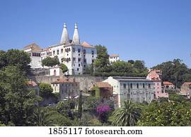 cidade, palace;, sintra, portugal