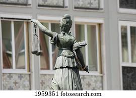 Fountain Of Justice (Gerechtigkeitsbrunnen) On The Romerberg At Frankfurt Am Main In Germany