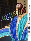 Neon Sign At The Aquarius Casino; Laughlin City, Nevada, United States Of America
