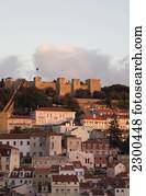 portugal, alfama;, lisboa, vista, de, castelo sao jorge