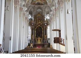 central, nave, de, a, igreja, de, espírito santo, munich, bavaria, alemanha