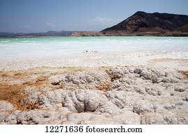 Salt deposits at lowest point in Africa, Lake Assal; Djibouti