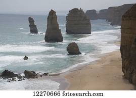 Victorian icon for Australia of ancient limestone rock stacks; Victoria, Australia