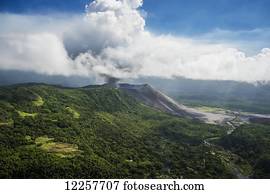 vista aérea, de, Yasure, Volcano;, ilha tanna, vanuatu
