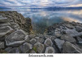 Columnar basalt near the town of Hofsos; Iceland