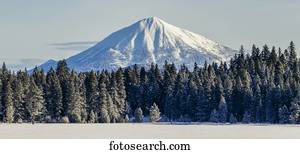 Mount McLoughlin with fresh snow; Oregon, United States of America