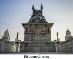 Statue of Queen Victoria at the Victoria Memorial, dedicated to the memory of Queen Victoria; Kolkata, West Bengal, India