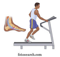 caminhe injúria, de, executando, ligado, a, treadmill