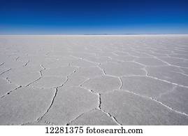 Hexagon patterns on the salt flats of Salar de Uyuni; Bolivia