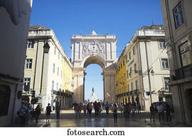 entrada, de, praca, faça, comercio;, lisboa, portugal