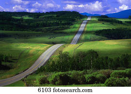 Two-lane highway in countryside Two-lane highway in countryside