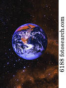 terra, em, espaço, com, gasoso, nebulosa, e, nuvens