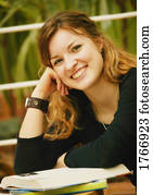 retrato, de, um, estudante