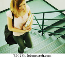 estudante, ir, para, classe