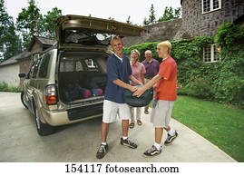 Family packing for camping trip