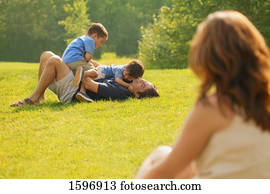 família, spends, tempo, junto