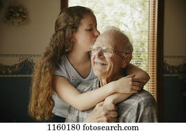 Girl and senior together