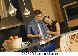 par, cozinheiro, junto, em, cozinha