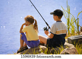 Two kids fishing