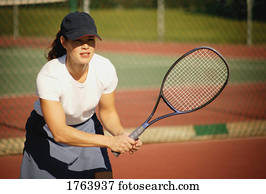 mulher, jogando tênis