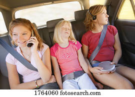 irmãs, costas, assento, de, um, car