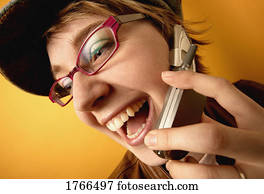 Woman talks on cell phone