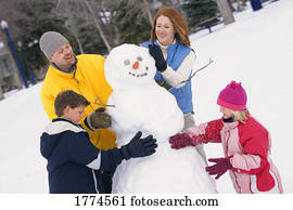 família, predios, boneco neve