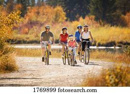 um, família, vai, ciclismo, junto