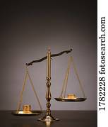 A scale balancing money