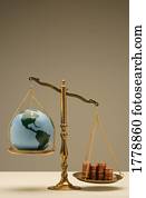 A scale measuring the weight of the world