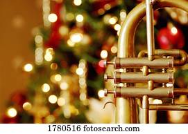 um, trompete, para, tempo natal
