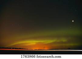Northern lights at night and Mars