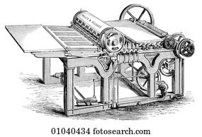 Drawing of Industry & Technology -line art Printing Press 