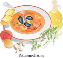 תבשיל של מאכלי הים ים תיכוניים