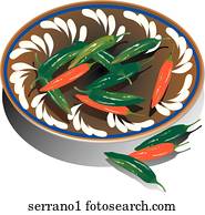 serrano, peppers-composition