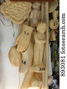 cera, figuras, e, partes corpo