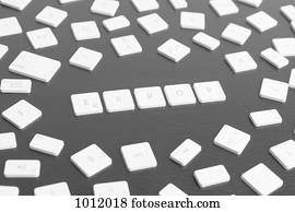 teclas computador, soletrando, a, palavra, erro