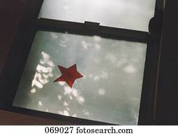 A star shape on a window