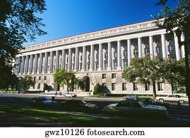 Facade of a government building, Internal Revenue Service building, Washington DC, USA