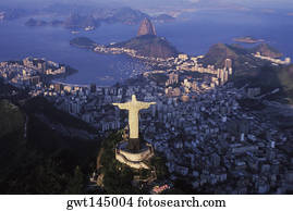 Aerial view of a statue, Christ the Redeemer Statue, Rio De Janeiro, Brazil Aerial view of a statue, Christ the Redeemer Statue, Rio De Janeiro, Brazil