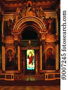 Russia, Saint Petersburg, Stained glass window in the St Isaac Cathedral